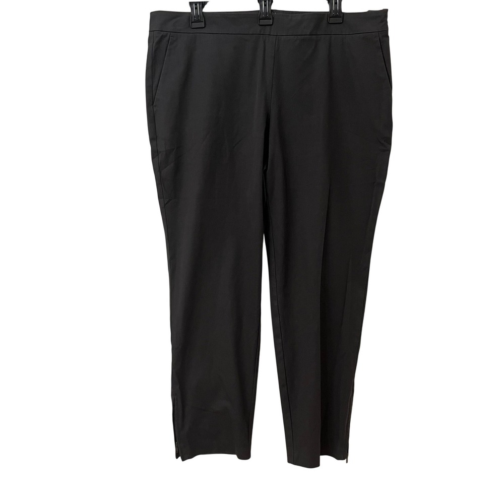 Eileen‎ Fisher Sz L Minimalist Organic Cotton Tapered Zipper Hem Pants Charcoal